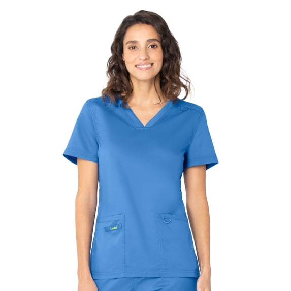 Landau ProFlex Tailored Fit Stretch 2-Pocket V-Neck Scrub Top for Women 4168