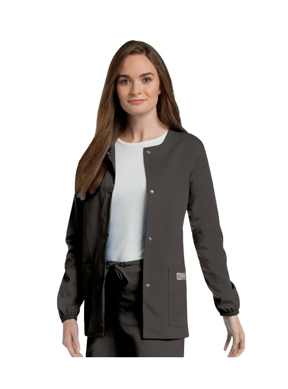 Landau Scrub Zone Relaxed Fit 2-Pocket Snap-Front Scrub Jacket for Women 75221
