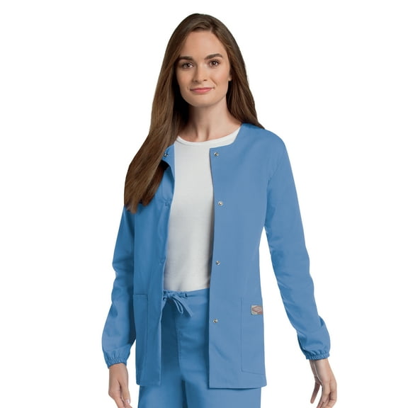 Landau Scrub Zone Relaxed Fit 2-Pocket Snap-Front Scrub Jacket for Women 75221