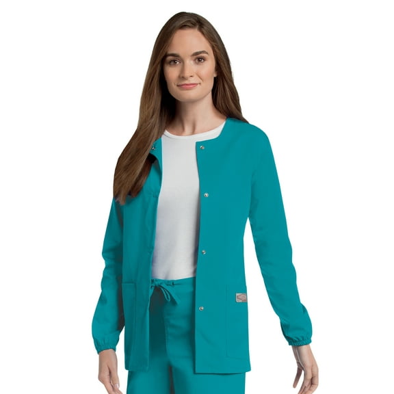 Landau Scrub Zone Relaxed Fit 2-Pocket Snap-Front Scrub Jacket for Women 75221