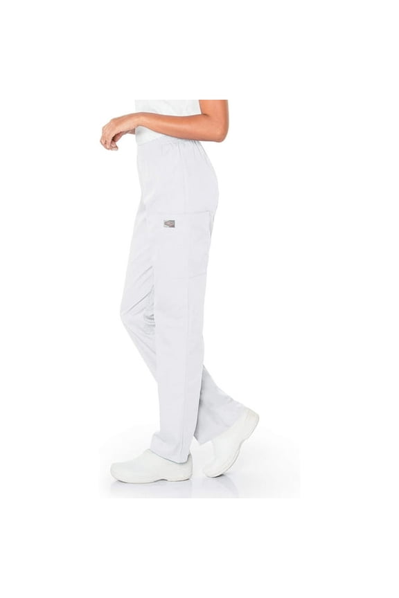 Scrub Zone Women's Durable 2-Pocket Elastic Waist Classic Fit Cargo Scrub Pant, White, X-Small Petite