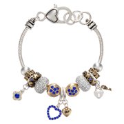 Landau September Birthstone Heart Charm Bracelet with Crystal Accents