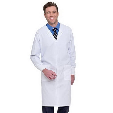 Landau Unisex Essential Lab Coats Classic Relaxed Fit Breathable Fade Resistant 2 Pockets Snap Full-Length Lab Coat Scrub, Style 3178