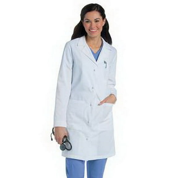 Landau Women's Essential Lab Coats Classic Relaxed Fit Breathable Fade Resistant 3 Pockets Button Mid-Length Lab Coat Scrub, Style 3172