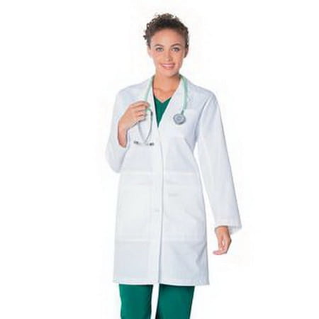Landau Women's Essential Lab Coats Classic Relaxed Fit Breathable Fade Resistant 5 Pockets Button Full-Length Notebook Lab Coat Scrub, Style 3165