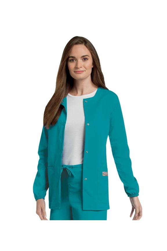 Women's Scrub Zone Classic Relaxed Fit Breathable Fade Resistant 2 Pockets Snap Warm-Up Scrub, Style 75221