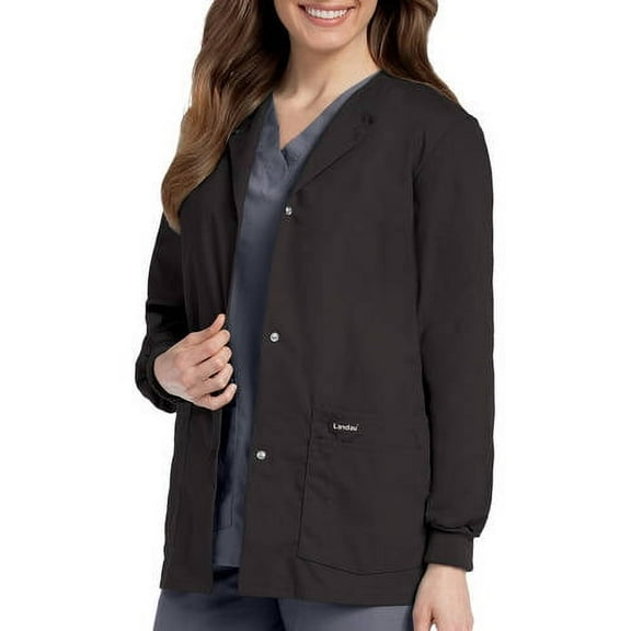 Landau Women's Snap Front Warm-up Scrub Jacket