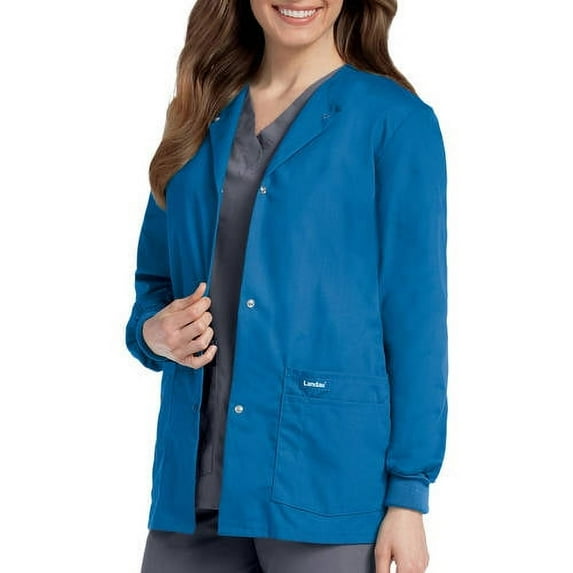 Landau Women's Snap Front Warm-up Scrub Jacket