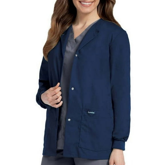 Landau Women's Snap Front Warm-up Scrub Jacket