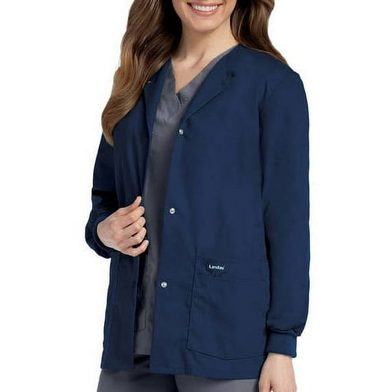 Landau Women's Snap Front Warm-up Scrub Jacket
