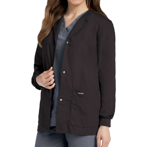 Landau Women's Snap Front Warm-up Scrub Jacket