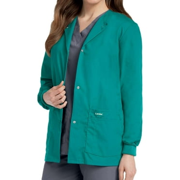 Landau Women's Snap Front Warm-up Scrub Jacket