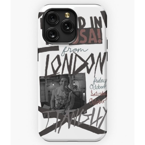 Landed in the USA from London UK Travel Graphic Quote A066 Phone Case for iPhone 11 to 17 Pro Max