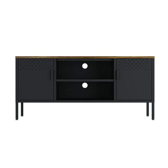 Landen Modern 47 TV Stand with 6 Fixed Shelves in Black