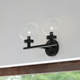 thumbnail image 1 of Lander 2 Light Matte Black Bathroom Vanity Wall Fixture with Clear Glass Globes, 1 of 13