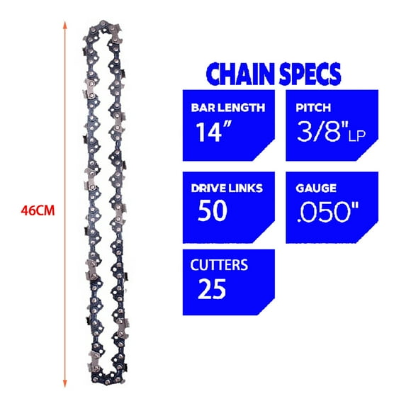 Landgoo 14 Inch Chainsaw Chain 3/8" Pitch 0.050"Gauge 50 DRIVE LINKS for Electric Chainsaw Replacement Tools