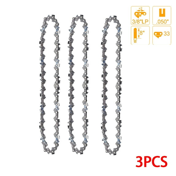 Landgoo 3Pack 8 Inch Chainsaw Chain 3/8"LP 0.050"Gauge 33 DRIVE LINKS for Pole Saw Chainsaw Replacement Tools