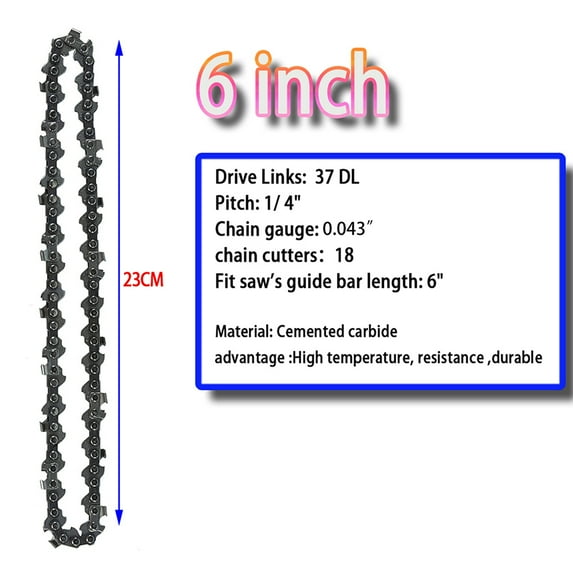 Landgoo 6 Inch Chainsaw Chain 1/4 Pitch 0.043"Gauge 37 DRIVE LINKS for Electric Chainsaw Wood Cutter