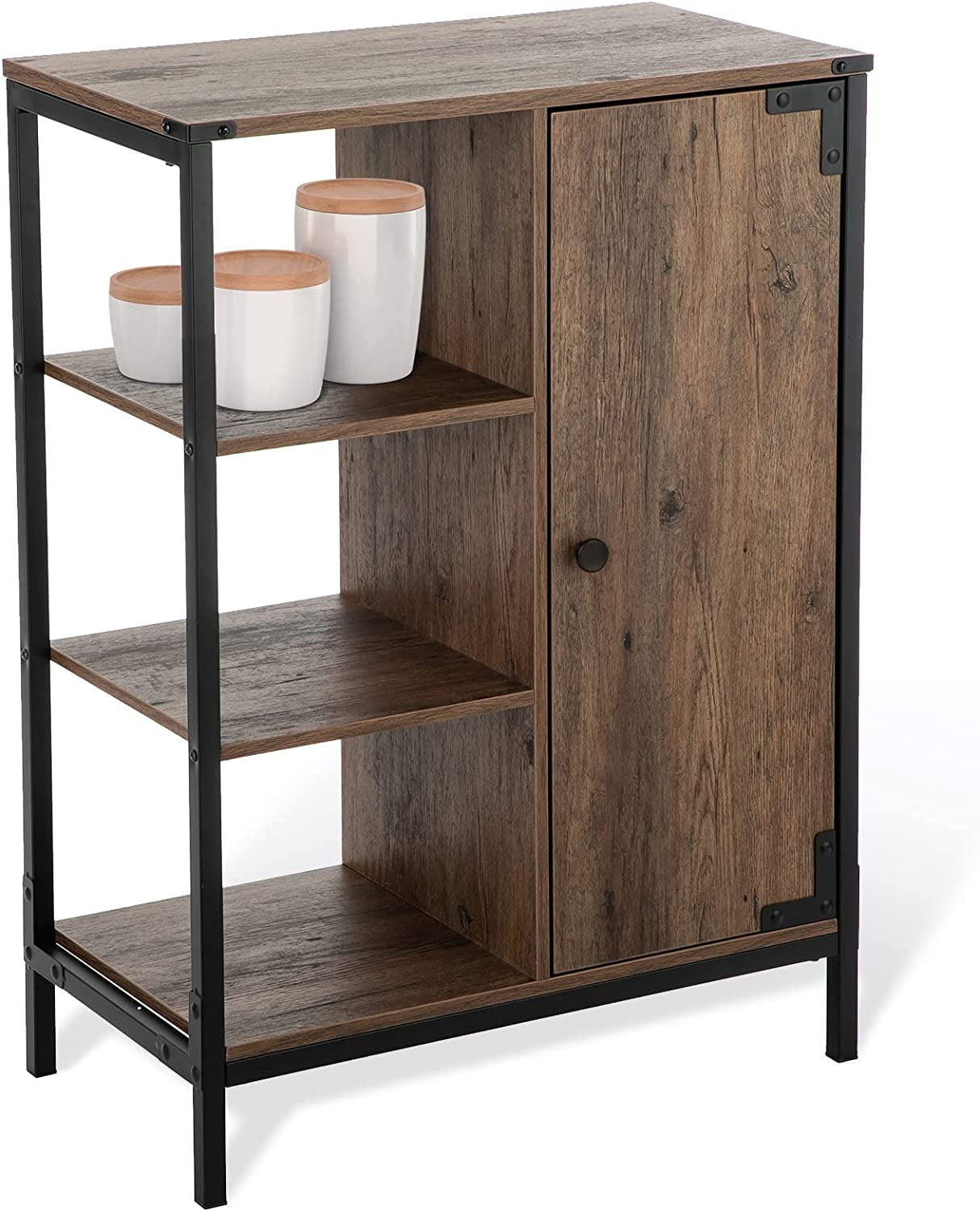 Landia Home 34"H x 24” W x 13"D Bathroom Cabinet with Steel Frame, 3 Shelves, Brown, CVA6114U