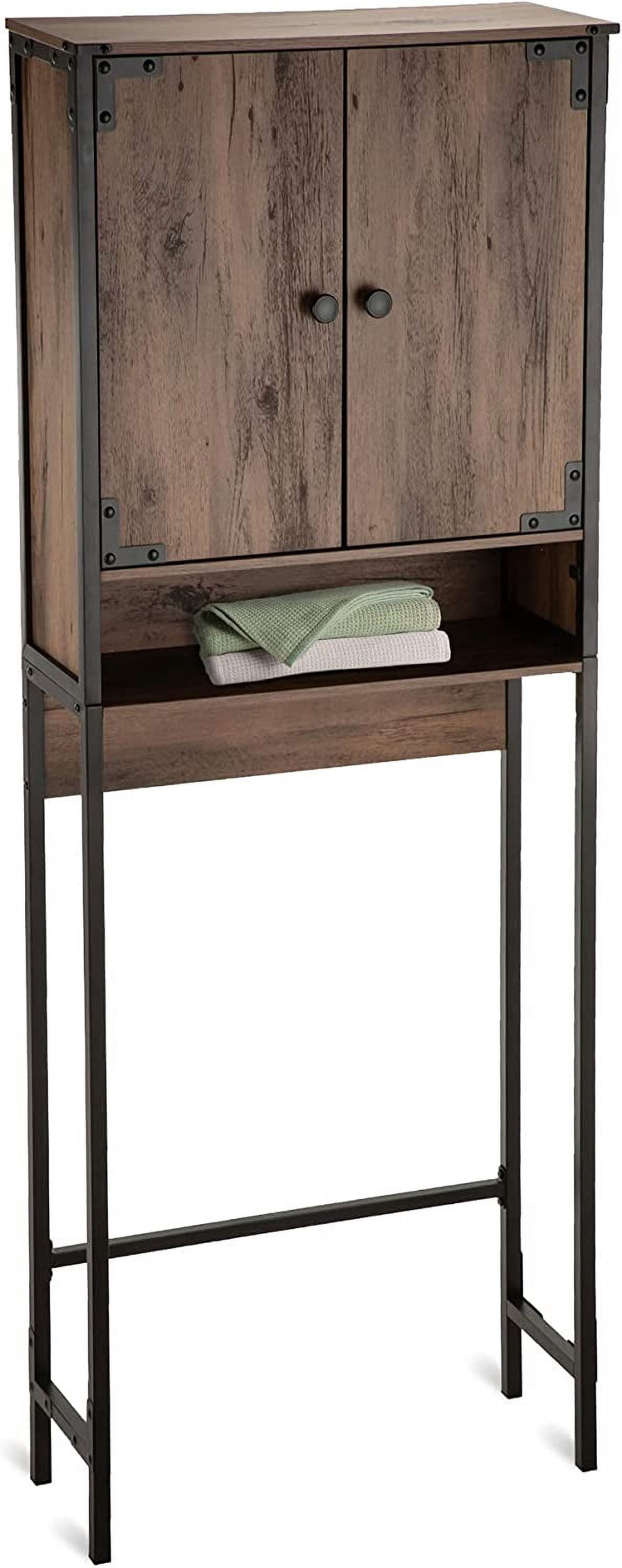 Landia Home Industrial over the Toilet Organizer, 2 Shelves, Dark Brown