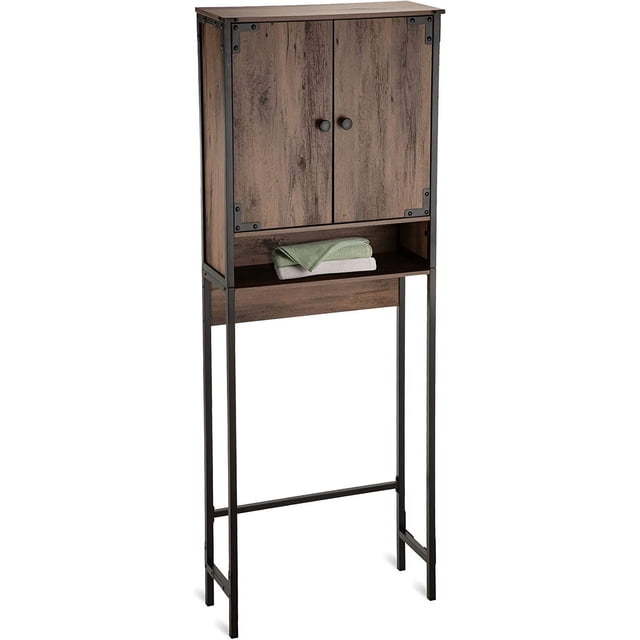 Landia Home Industrial over the Toilet Organizer, 2 Shelves, Dark Brown