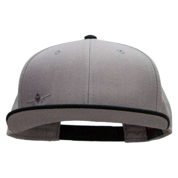 Landing Airplane Mini Embroidered Wool Blend Pro Style 2 Tone Snapback - Black Grey OSFM