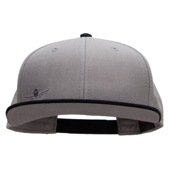 Landing Airplane Mini Embroidered Wool Blend Pro Style 2 Tone Snapback - Black Grey OSFM