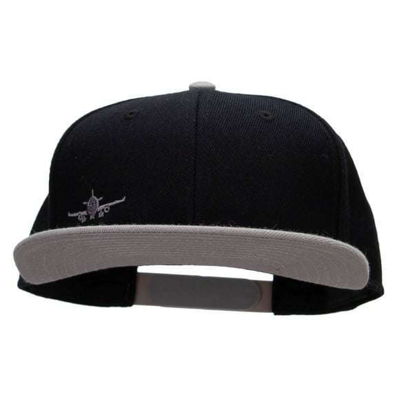 Landing Airplane Mini Embroidered Wool Blend Pro Style 2 Tone Snapback - Grey Black OSFM