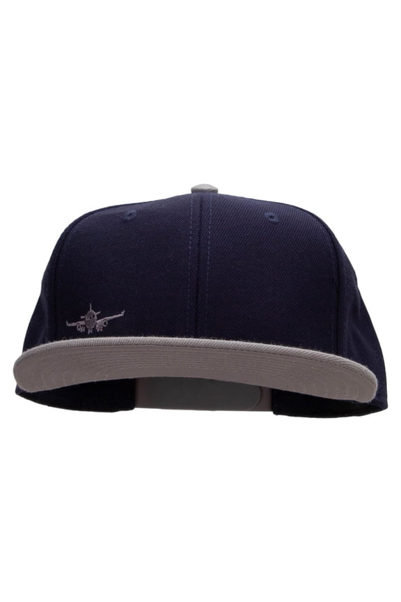 Landing Airplane Mini Embroidered Wool Blend Pro Style 2 Tone Snapback - Grey Navy OSFM