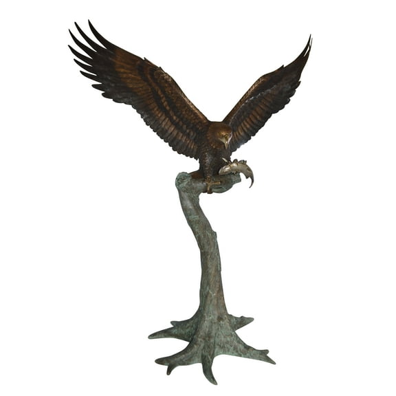 Landing Eagle on a Tree Giant Bronze Statue - Size: 72"L x 36"W x 88"H.