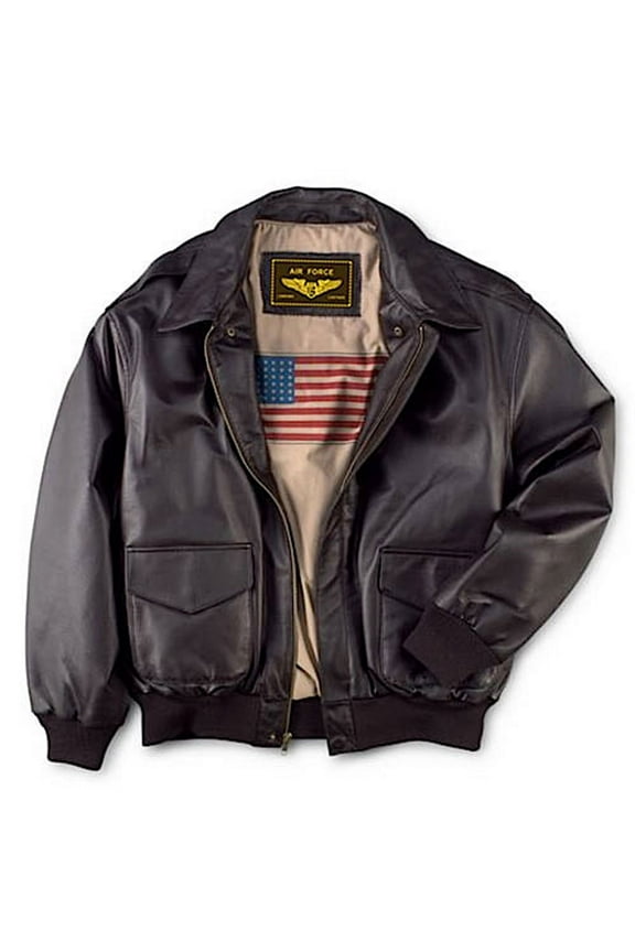 Men Air Force A-2 Leather Flight Bomber Jacket