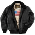 thumbnail image 1 of Landing Leathers Men Navy G-1 Leather Flight Bomber Jacket, 1 of 6