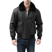 Landing Leathers Men Premium Navy G-1 Goatskin Leather Flight Bomber Jacket Regular and Big & Tall