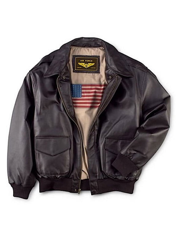 Mens Air Force A-2 Leather Flight Bomber Jacket (Regular & Tall)