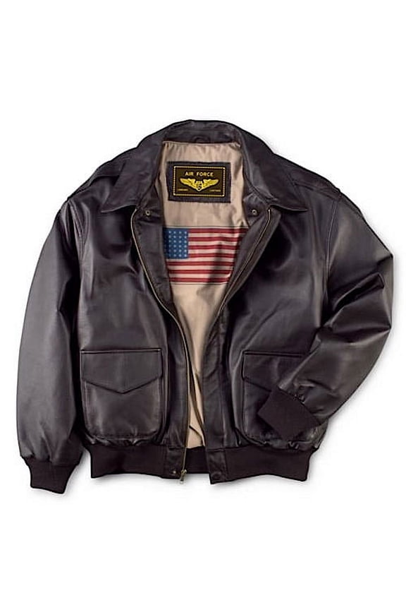 Mens Air Force A-2 Leather Flight Bomber Jacket (Regular & Tall)