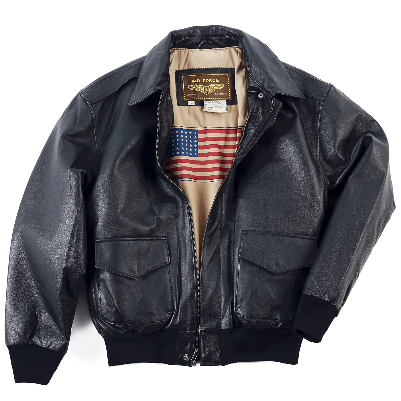 Landing Leathers Mens Air Force A-2 Leather Flight Bomber Jacket (Regular & Tall) - image 1 of 7