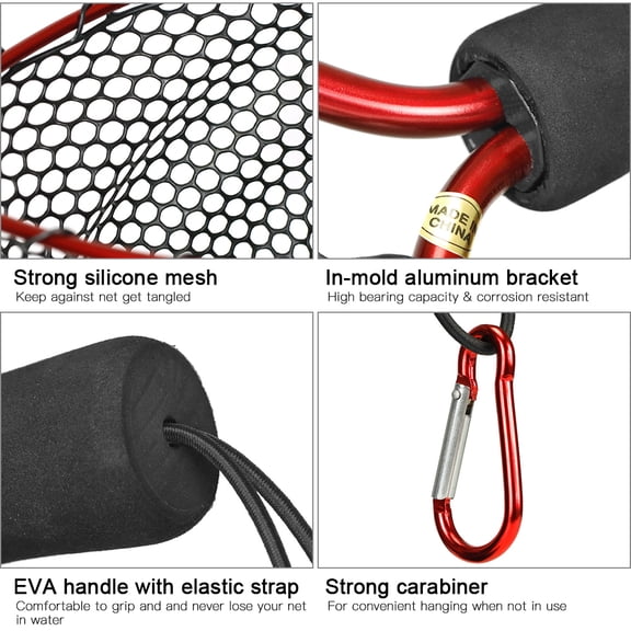 Landing Net,Handle With And Net Alloy With And Carabiner Alloy Pole Handle Soft Silicone Fish Net Soft Silicone Fishes Net Silicone Fish Net And Carabiner Tools Eryue Mewmewcat Siuke