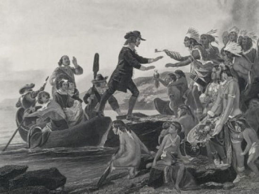 Landing Of Roger Williams 1636 Alonzo Chappell (1828-1887 American) Canvas Art - Alonzo Chappell (24 x 36)