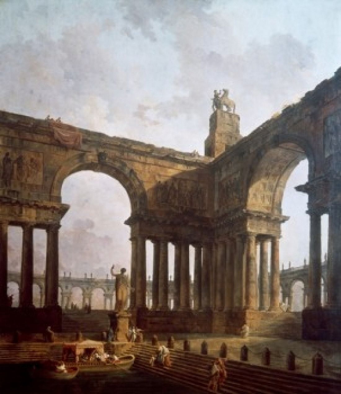 Landing Place by Hubert Robert (1733-1808) Canvas Art - Hubert Robert (24 x 36)