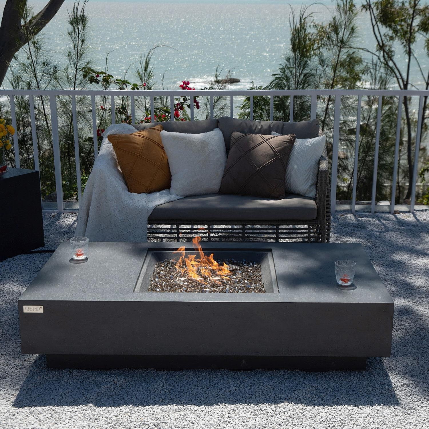 Landing View 32 Inch Rectangular Concrete Propane Fire Pit Table in ...