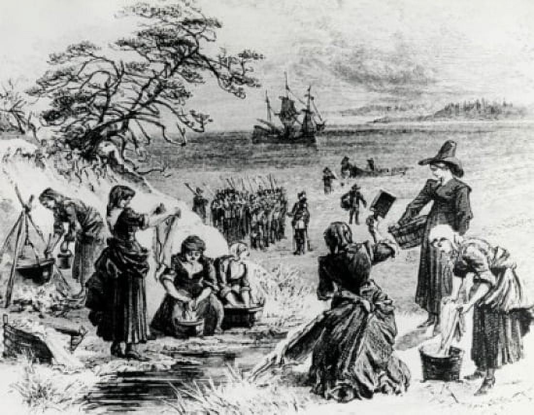 Landing of the Mayflower on Cape Cod 1620 American History Canvas Art -  (18 x 24)