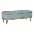 thumbnail image 1 of Landis Storage Bench in Sea Blue Fabric and Brushed Legs, 1 of 12