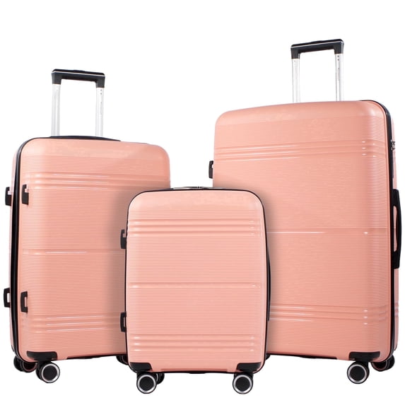 NiceTravel 3 Piece Hardside Luggage Set with Spinner Wheel & TSA Lock,Lightweight Suitcase for Travel, Pink