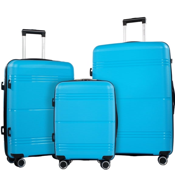 NiceTravel 3 Piece Hardside Luggage set, Lightweight Hard Shell Suitcase with TSA Lock Carry on and Checked Luggage, Blue