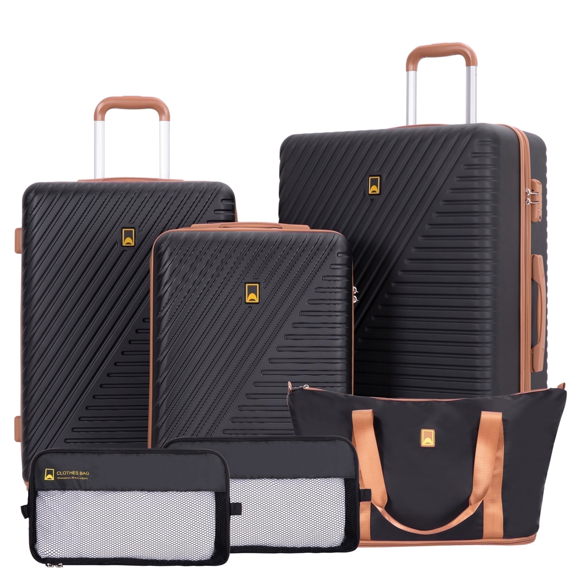 Landisun Luggage Sets 6 Piece, Hardshell ABS Suitcase with Spinner