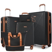 Hardside Luggage Sets Lightweight Suitcase with Spinner Wheel TSA Lock Travel Duffel Bag, Black