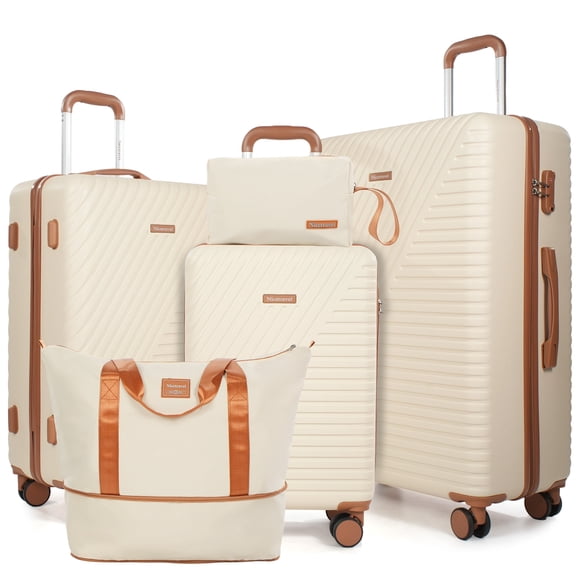 Hardside Luggage Sets, Lightweight Suitcase with Spinner Wheel TSA Lock, Travel Luggage with Duffel Bag, White