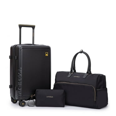 Landisun Suitcase Set 3 Piece Luggage Set Carry On Travel Luggage TSA Lock Spinner Wheels Hardshell Lightweight Luggage Set, Black