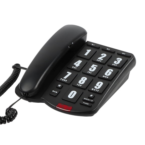 Landline Phones for Seniors, Big Button Telephone with Loud Volume and One-Touch Speed Dials, Corded Telephone Landline Phones for Visually and Hearing Impaired (Black)