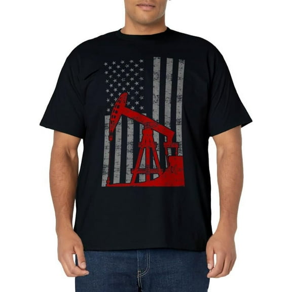 Landman USA Flag Oil Rig US Worker Funny Gift T-Shirt
